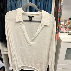 H&M White Crepe Blouse